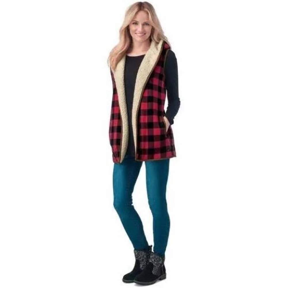 Red Plaid Vests with fur inside